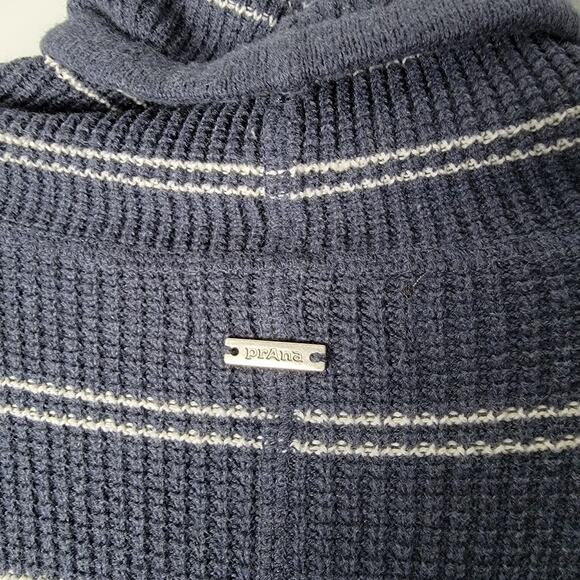Prana Milani Sweater Dress Womens XS Navy White Stripe Long Sleeve Cowl Neck - Picture 8 of 9